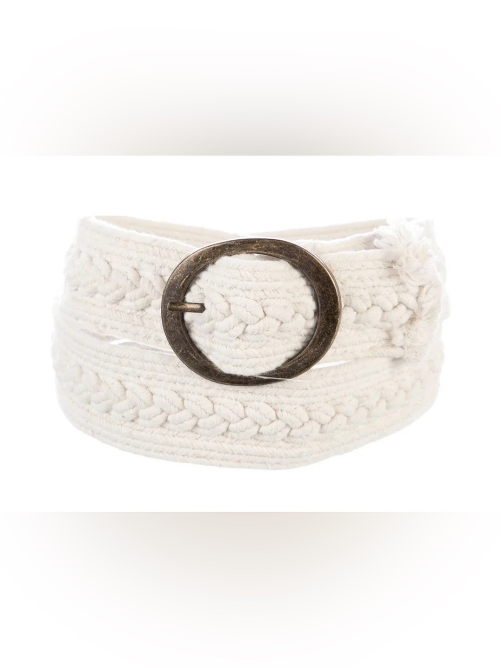 Zimmerman Cream Braided Fabric Belt with Antique Oval Buckle